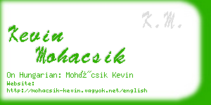 kevin mohacsik business card